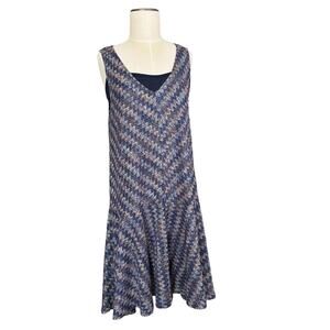 Anthropologie Maeve Dress Size M Westwater Chevron Knit Drop Waist Flounce Boho